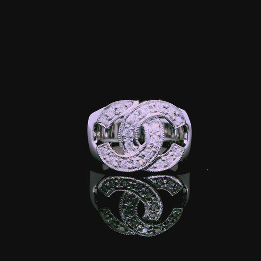 0.33 cttw White Diamond CC Ring in 18k White Gold 6US 5.10g