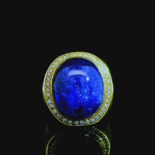 52.65 Purpul Tanzanite & 0.42cttw. White Diamonds in 18k Yellow Gold 11US