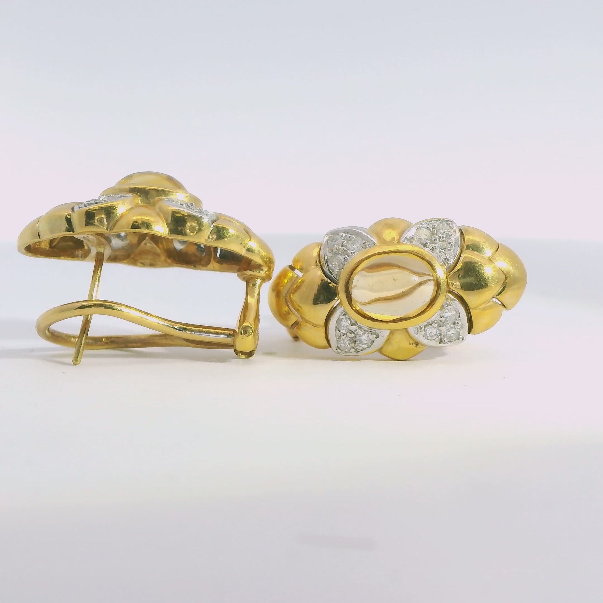 2.43 cttw. Citrine & 0.48cttw. White Diamond Earring in 18k Yellow Gold