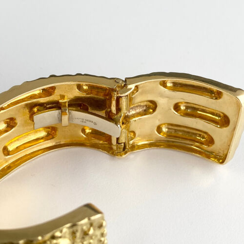 David Webb Vintage Wide Bangle Cuff Bracelet  in 18k Yellow Gold