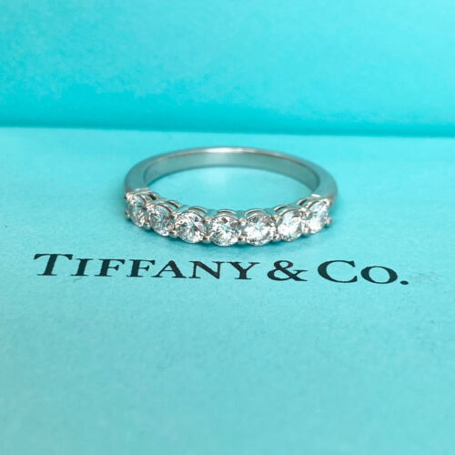 Authentic Tiffany & Co 7 Stone Diamond Half Way Eternity Band Ring in Platinum