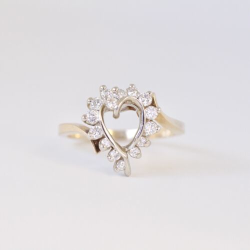 Ladies Heart Design Diamond Fashion Ring in 14k Yellow Gold 6.25