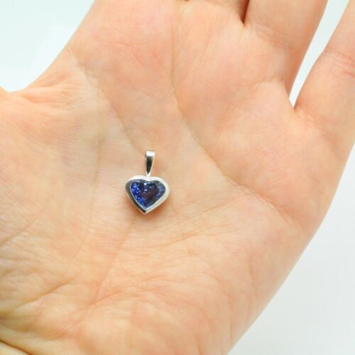 2 Carat Blue Sapphire Heart Bezel Set Pendant Gia Certified in Platinum