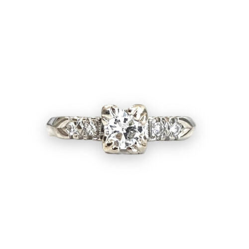 Antique Diamond Engagement Ring in 14k White Gold