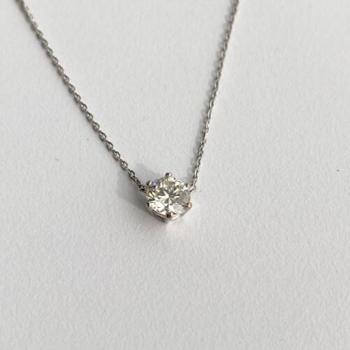 18k White Gold Solitaire Diamond Necklace 0.77ct