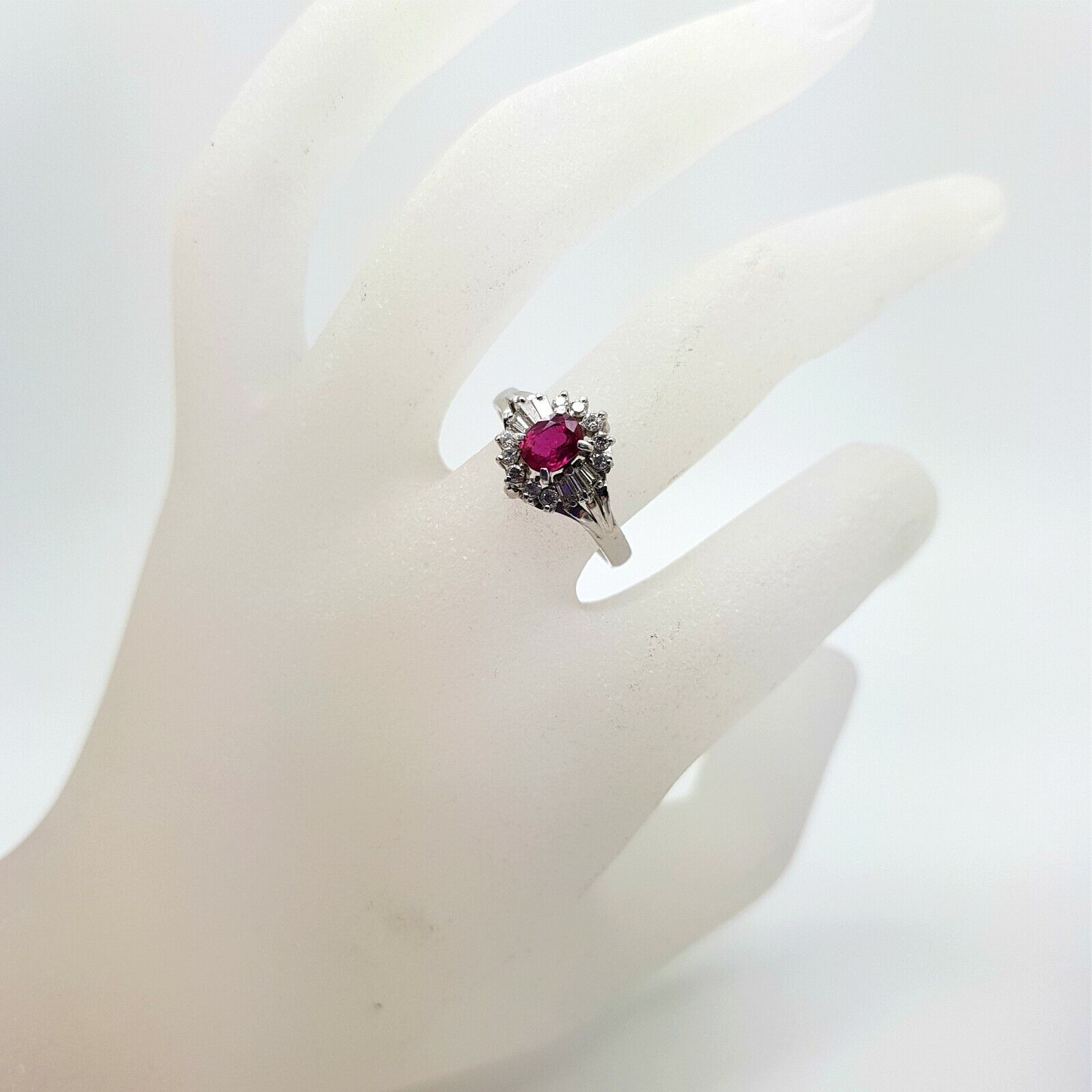 Ruby and Diamonds Platinum Ring 7.25us