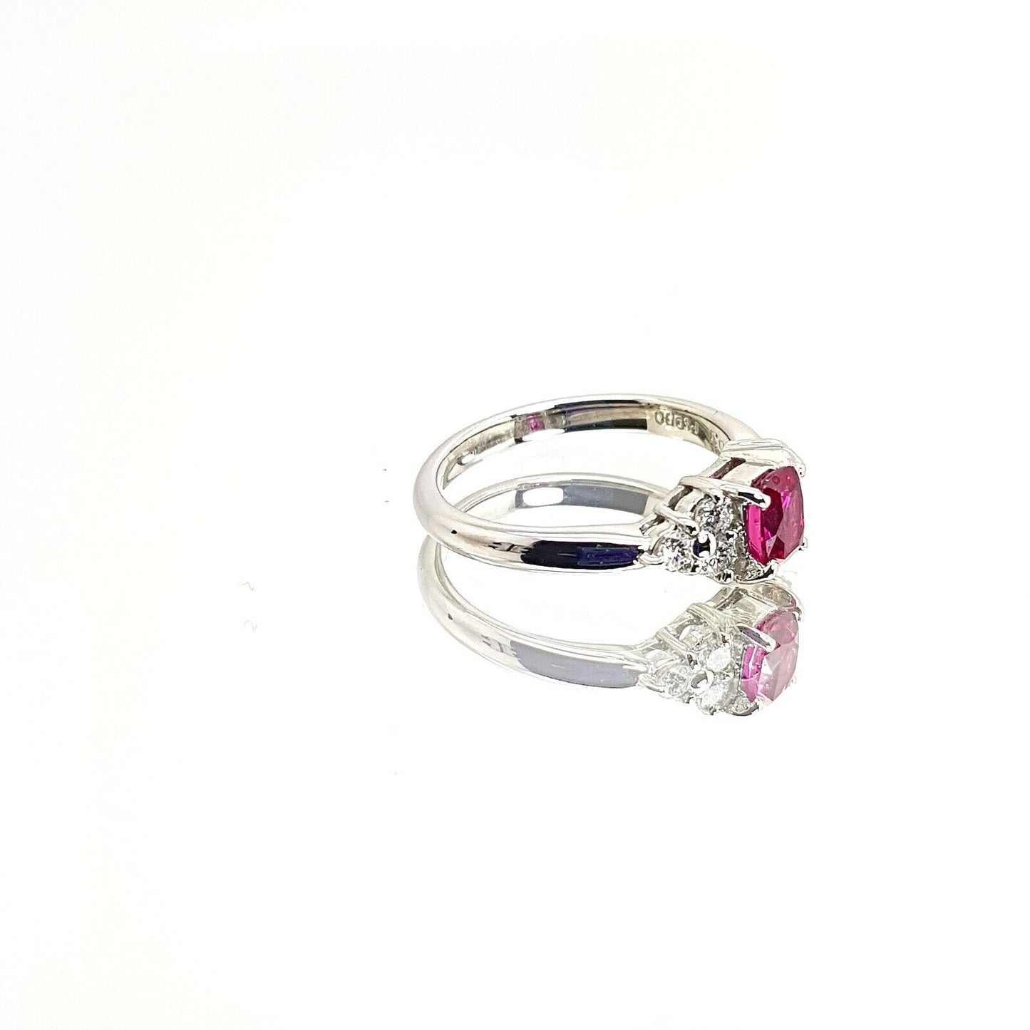 Ruby and Diamonds Platinum Pt900 Ring 6.25us