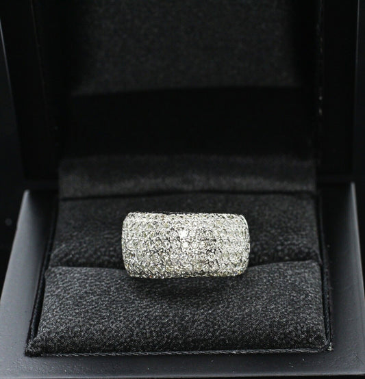 Band Pave Diamond Ring in 18k White Gold 1.50ctw 5us