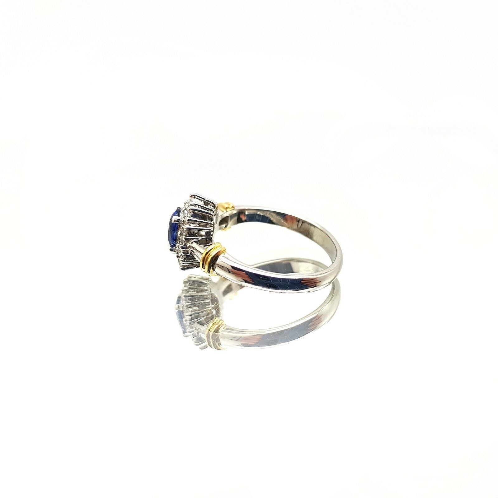 Sapphire and Diamonds Halo Platinum Pt900 Ring 6.25us