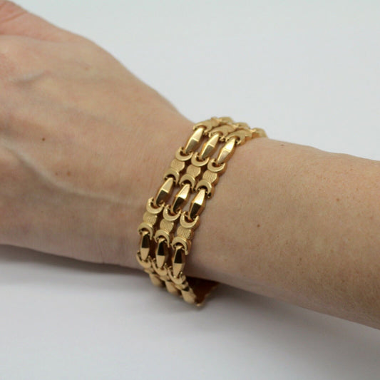 18k Yellow Hollow Gold Wide Bracelet