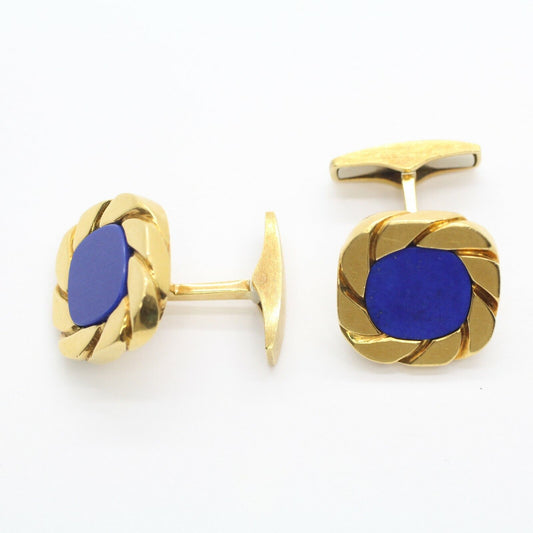 18k Yellow Gold Cufflinks With Lapis Lazuli