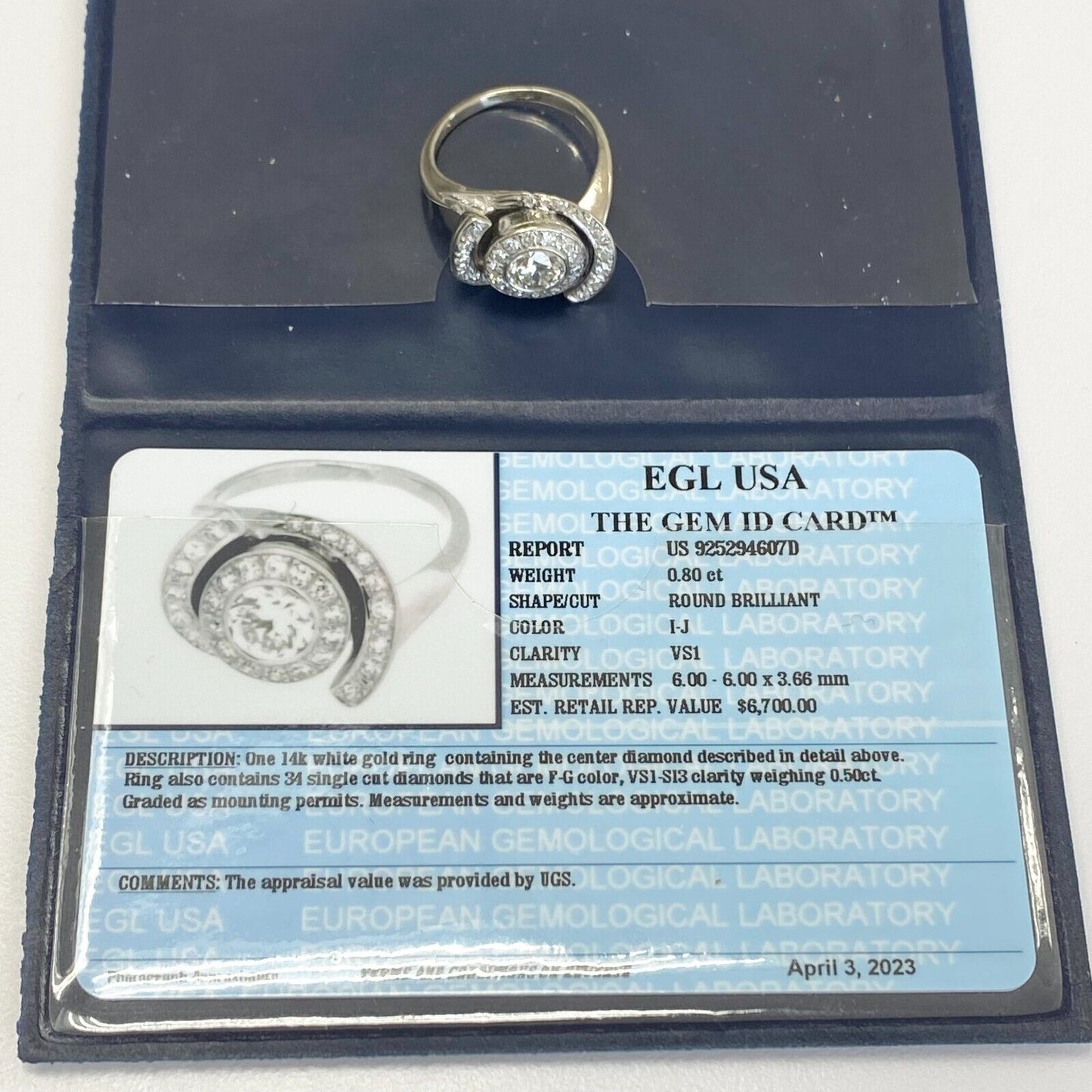 Antique 14k White Gold Old European Diamond Coctail Engagement Ring Vintage