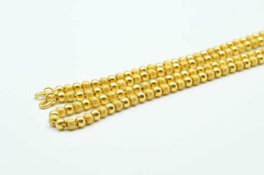 24k Yellow Gold Brush and Finish Beads Necklace 30" 75grs.