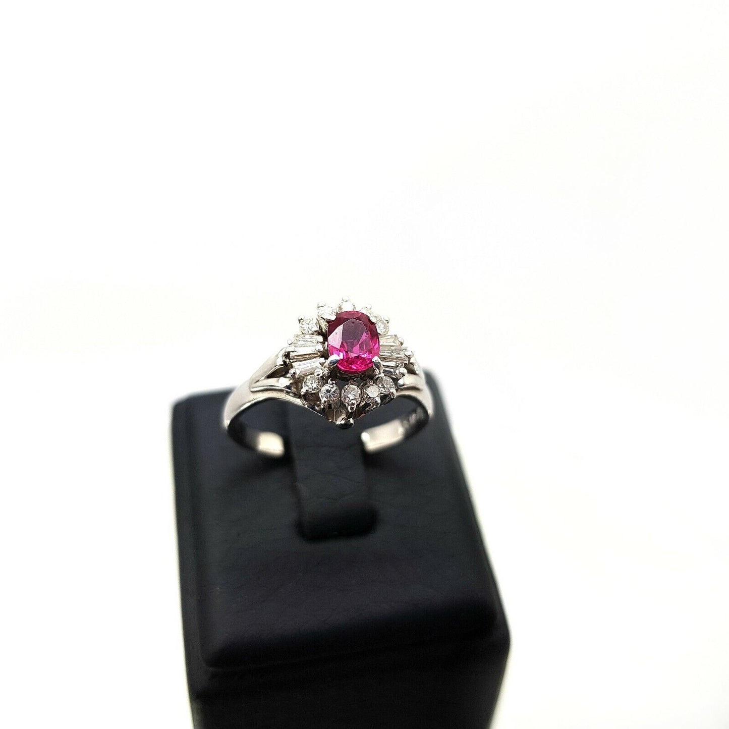 Ruby and Diamonds Platinum Ring 7.25us