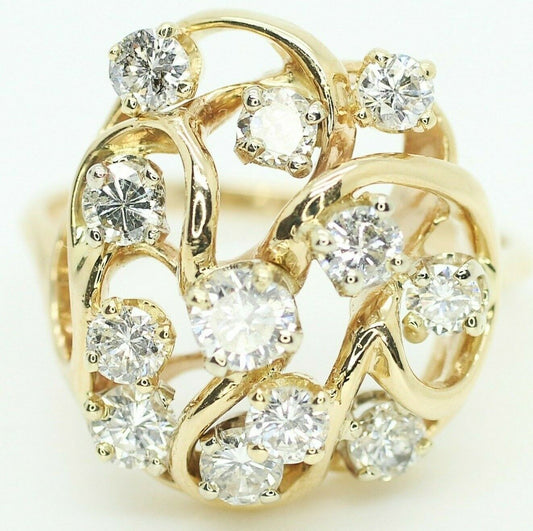 14k Yellow Gold W/ Diamonds Ring 7.75 Us 5.98 Gram 1.2 CTW