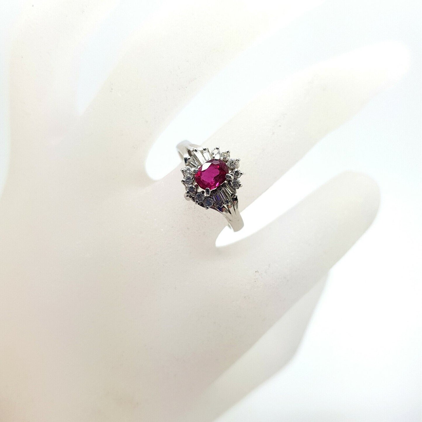 Ruby and Diamonds Platinum Ring 7.25us