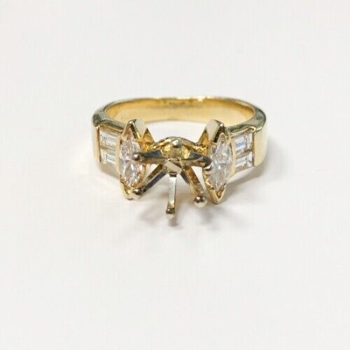 14k Yellow Gold 6 Prong Ring Mounting With Diamonds 0.42ctw 5us