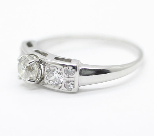 14k White Gold Antique Vintage Diamond Engagement Ring 1.17ctw