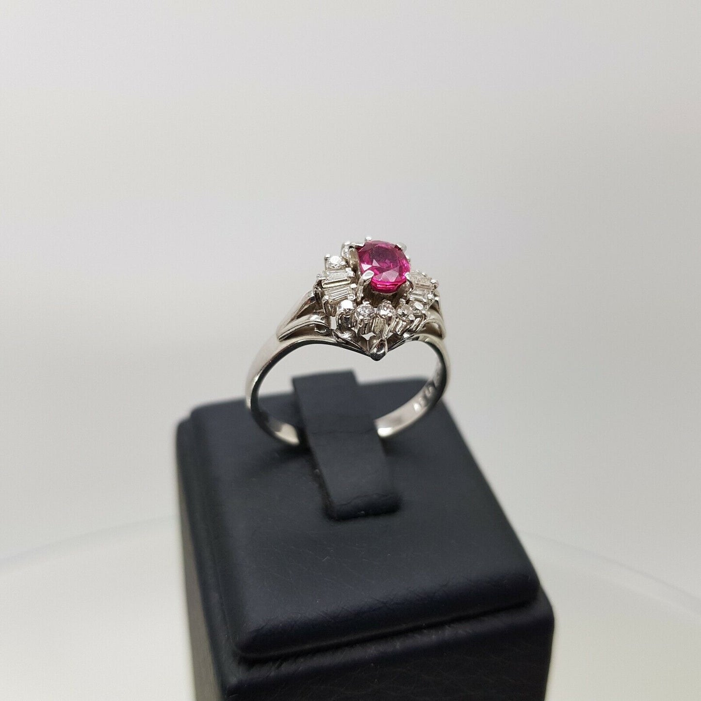 Ruby and Diamonds Platinum Ring 7.25us