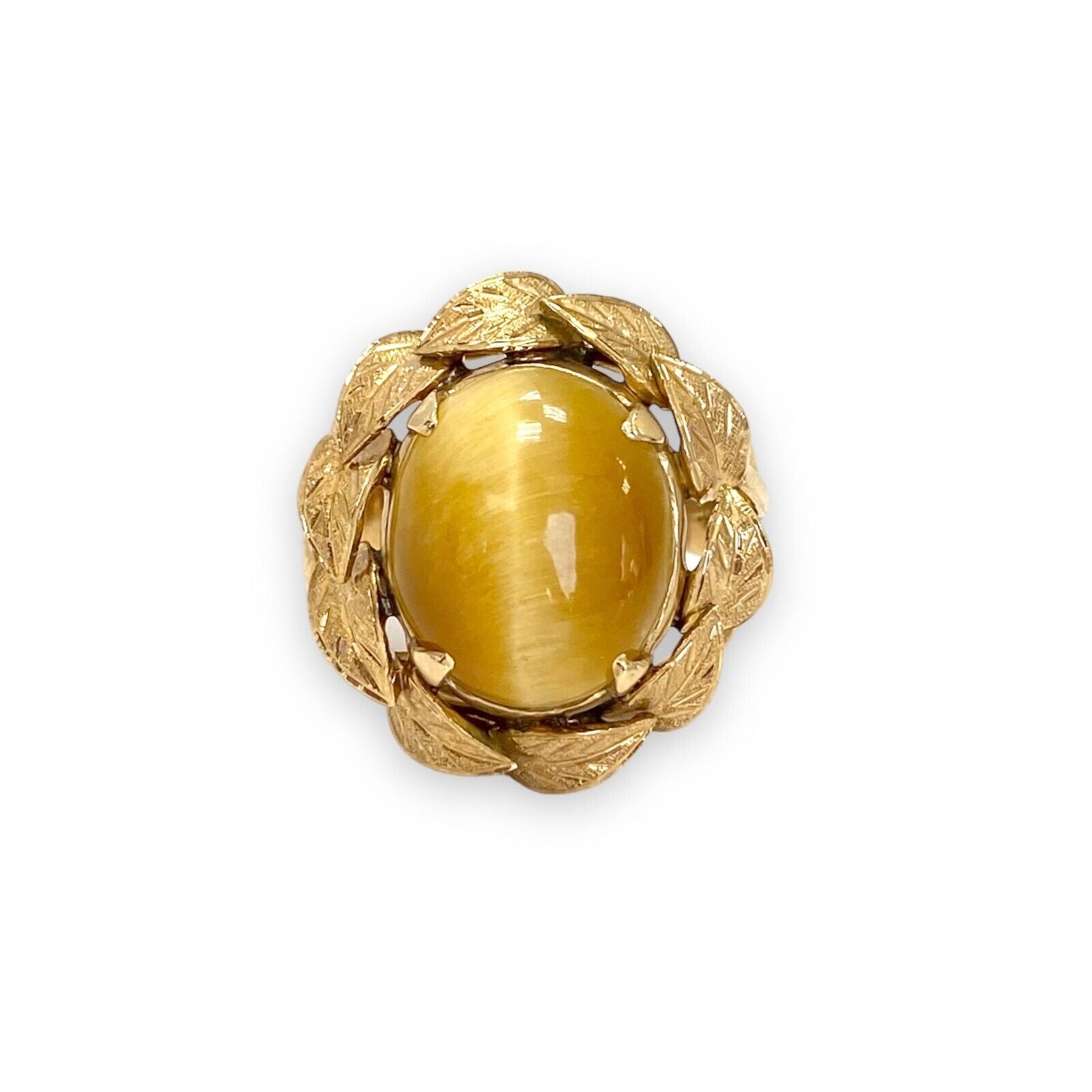 18k Yellow Gold Oval Tiger's Eye Ring