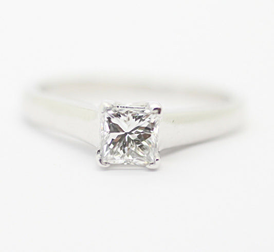 14k White Gold Princess Cut Diamond Custom Made Solitaire Engagement Ring 7us