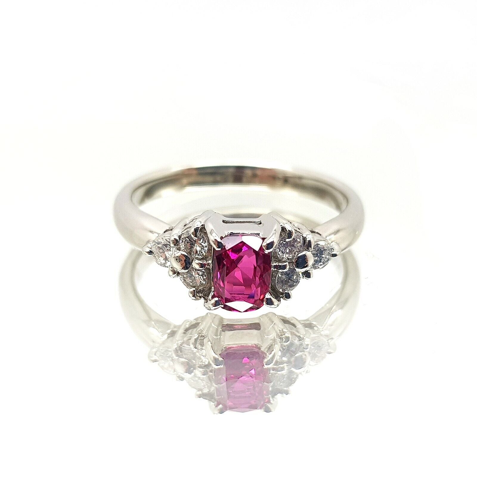 Ruby and Diamonds Platinum Pt900 Ring 6.25us