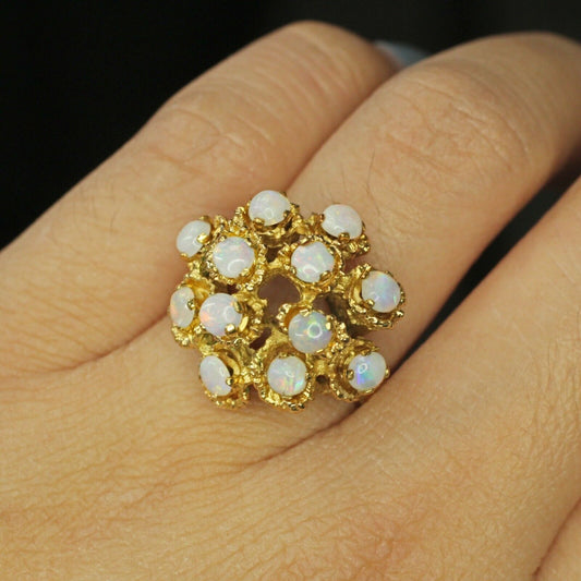 18k Yellow Gold Opal Cluster Ring 10.50grs 5.75us