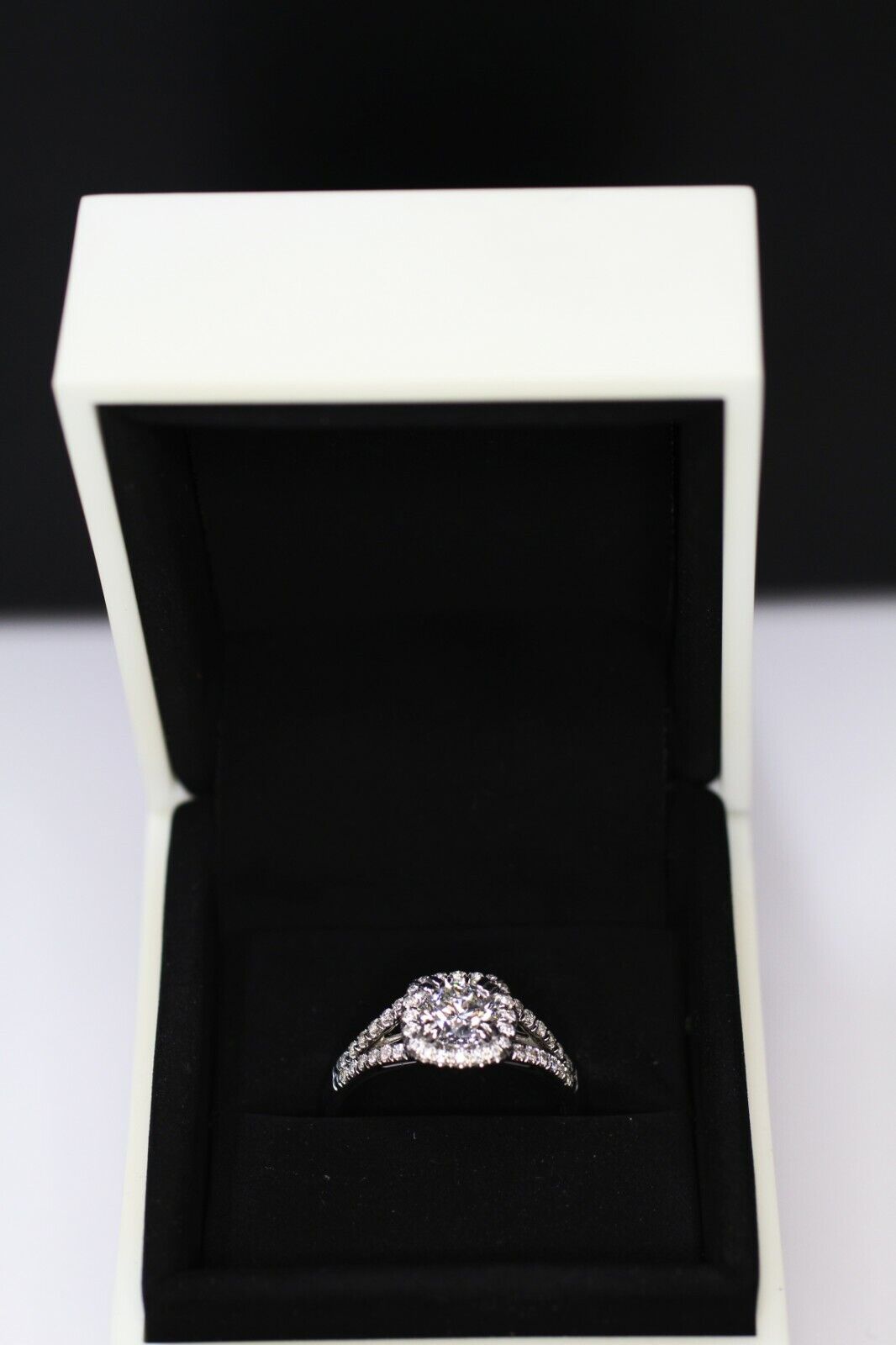 Forevermark Cushion-Shaped Halo Engagement Ring Set in Round Diamond 1.05ctw