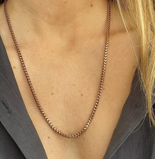 Foxtail Necklace Chain 29.26G Rose Gold 14K Italy