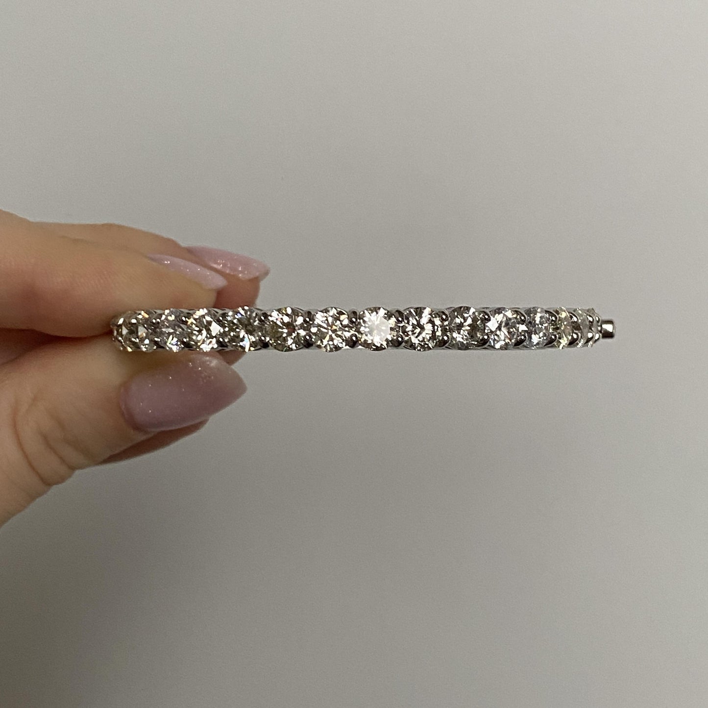 9.30 Cttw Diamond Bangle Halfway Tennis Bracelet 14K White Gold 17.6G