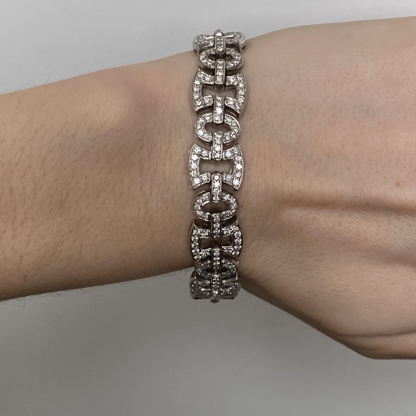 5.39cttw Diamond Link Bracelet 18K White Gold 32.69G