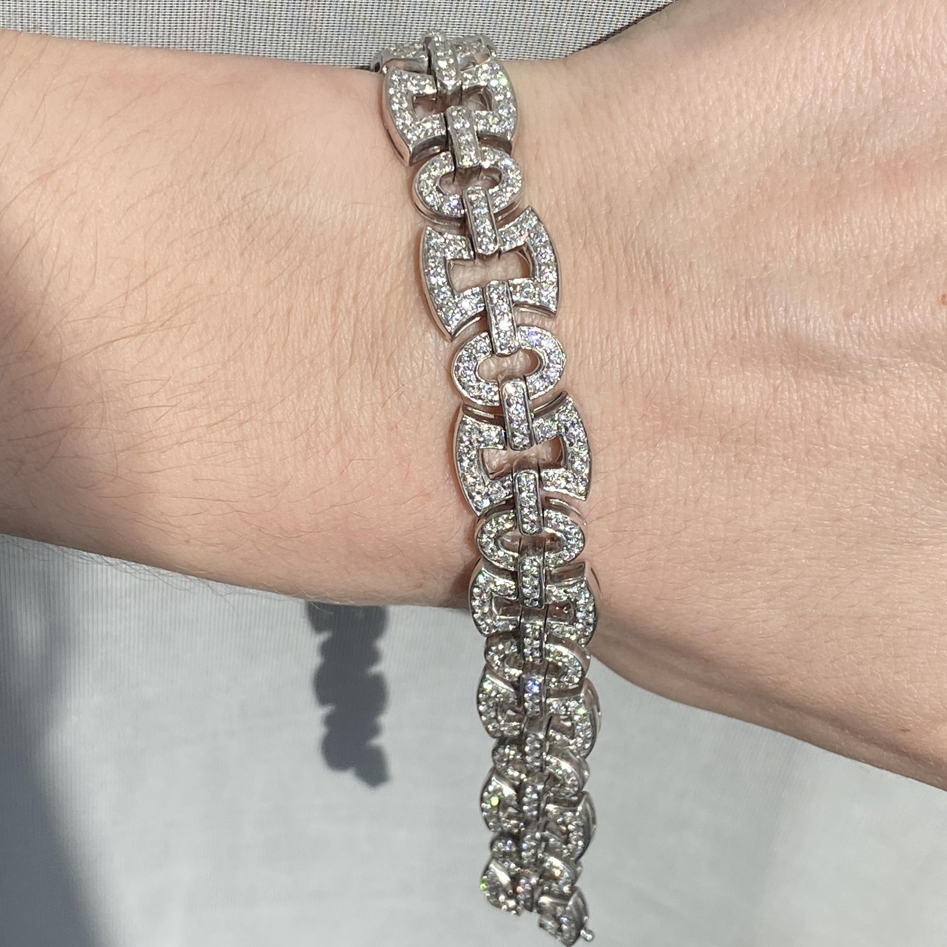 5.39cttw Diamond Link Bracelet 18K White Gold 32.69G