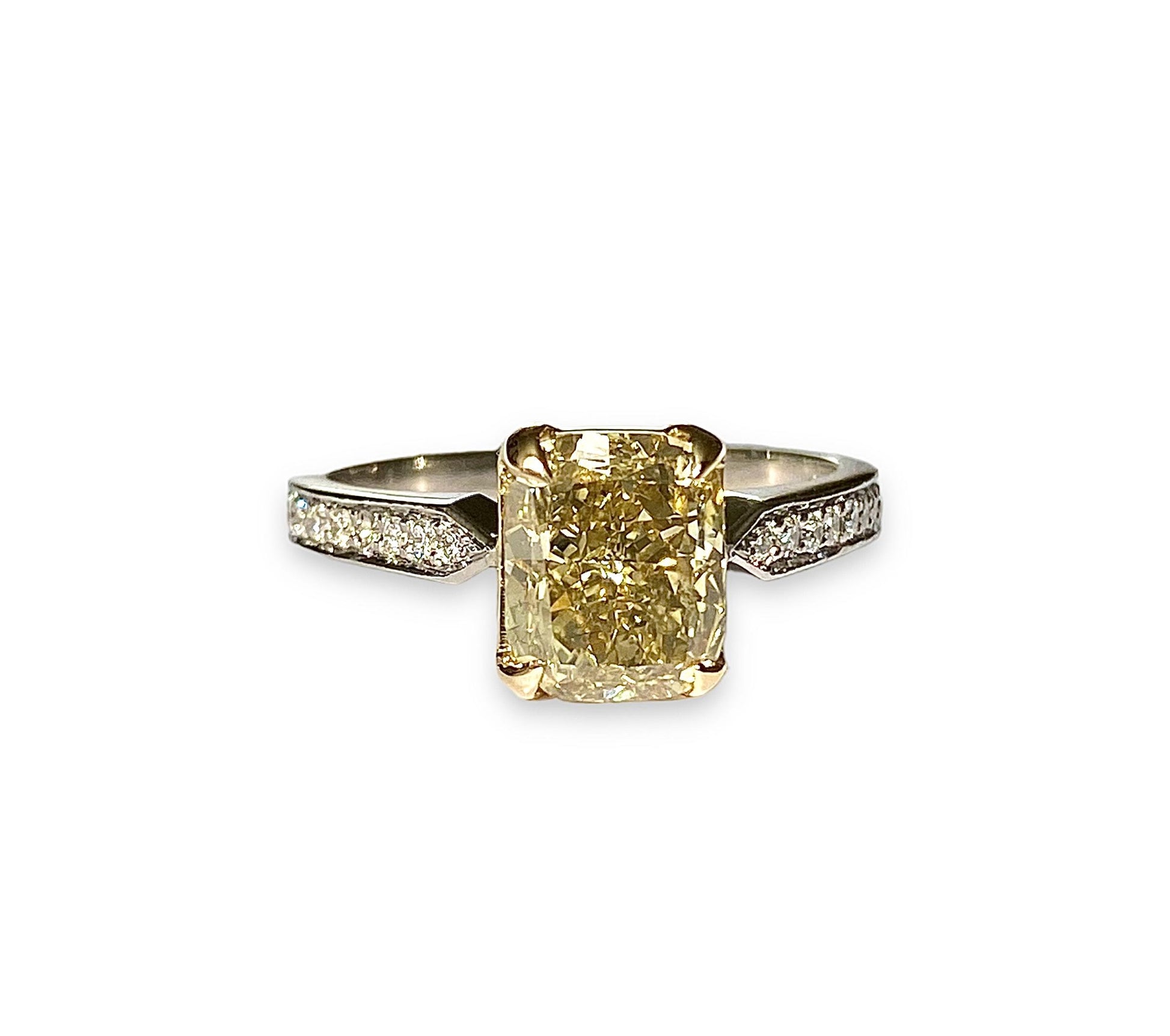2.12 Ctw GIA Fancy Yellow Ring 18K 2Tone Gold  4Gr 6.25US