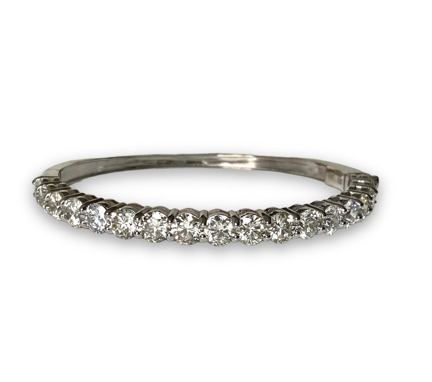 9.30 Cttw Diamond Bangle Halfway Tennis Bracelet 14K White Gold 17.6G