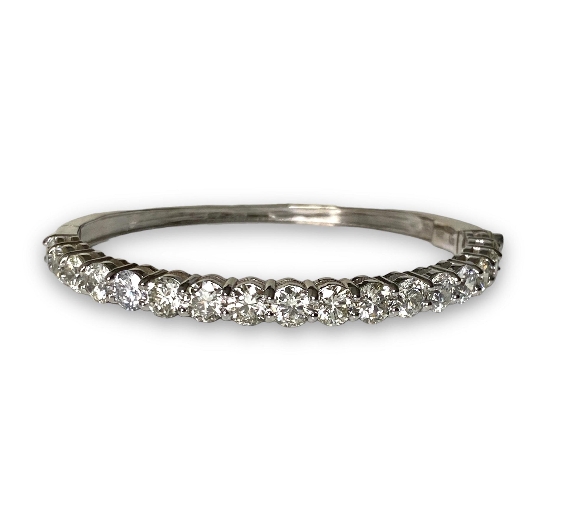 9.30 Cttw Diamond Bangle Halfway Tennis Bracelet 14K White Gold 17.6G