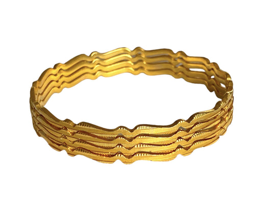 4 Peace Bangle Bracelet 22K Yellow Gold 43.87G