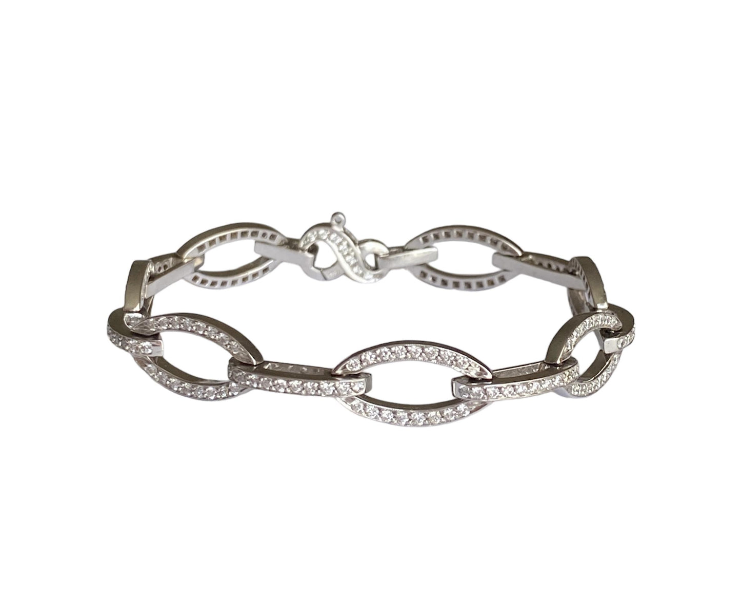3 Cttw Diamond Bracelet Link Style 18K White Gold 21.29G
